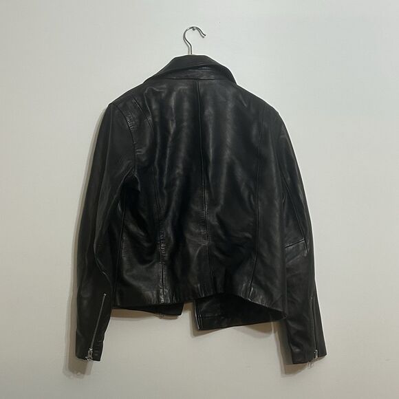 Quince Biker Jacket 100% Sheep Moto Leather Black - Women’s Large - Picture 12 of 15